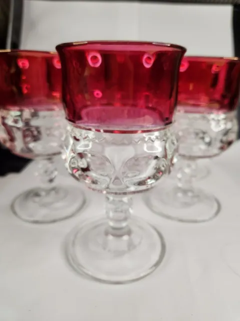 Kings Crown Ruby Flashed Water Goblets 5 5/8" By Tiffin-Franciscan Set of 6