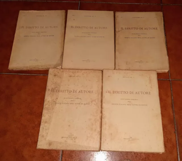 Lotto 5 Numeri Rivista Giuridica Il Diritto Di Autore Siae Anno I Ii 1930 1931