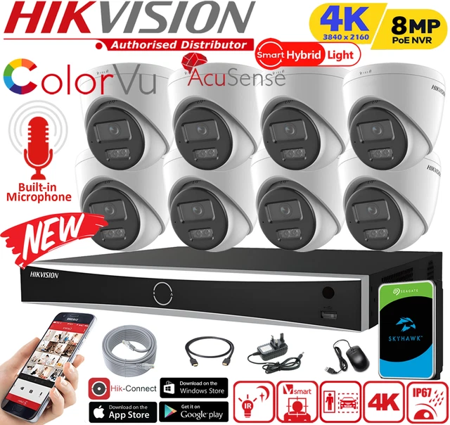 Copatible For Hikvision 8P PoE IP Caera, 4K Outdoor Turret Doe