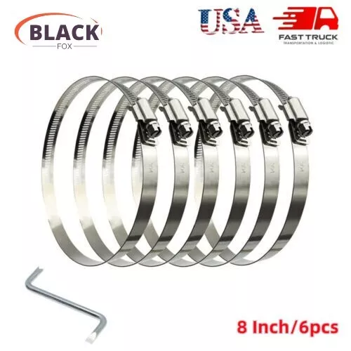 8 inch Hose Clamp Adjustable Steel Duct Clamps Worm Gear Adjustable 194-216mm