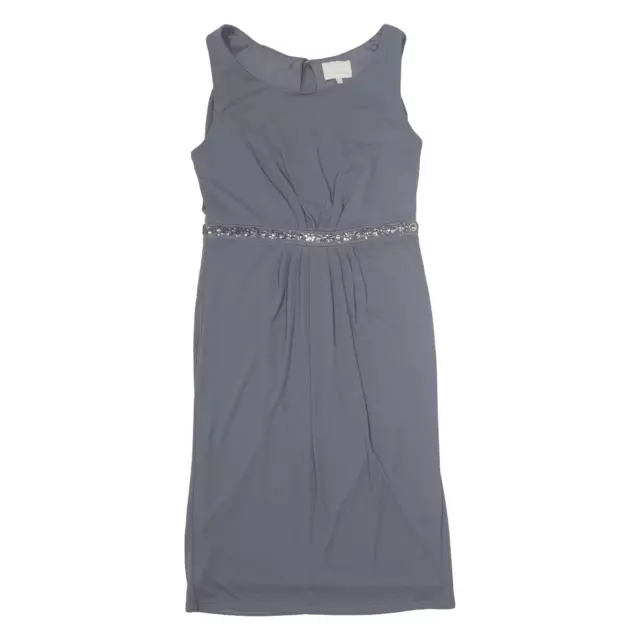 JENNY PACKHAM No 1 Ruched Pencil Dress Grey Sleeveless Midi Womens UK 12