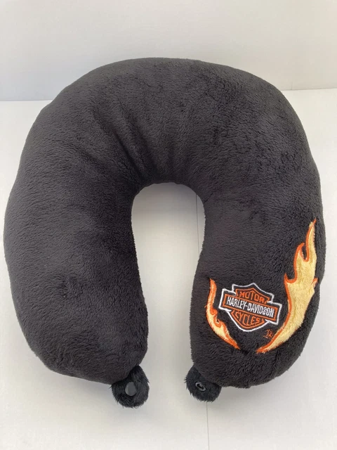 Neck Pillow Harley Davidson Travel Black Plush Motorcycles Airplane