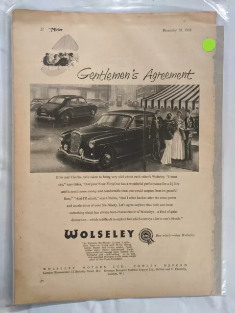 Vintage Ad Print Wolseley Gentlemen's Agreement M230
