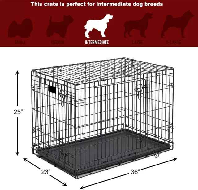 Large 36” Heavy Duty Pet Kennel Cat Dog Folding Crate Wire Metal Cage