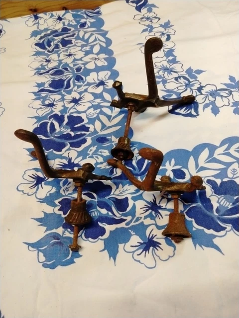 Antique Hall tree Hooks W/Backplate Ornate Cast iron Rack Coat Hat Lot of 3 4