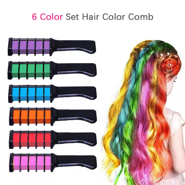 6 Colors Hair Chalk Comb Temporary Hair Color Dye Washable Hair Chalk For Gi#km