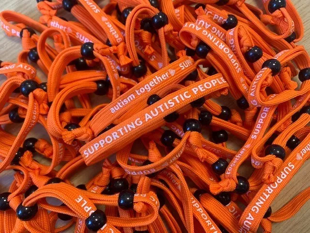 Charity Fabric Wristband Autism Acceptance Orange Adjustable