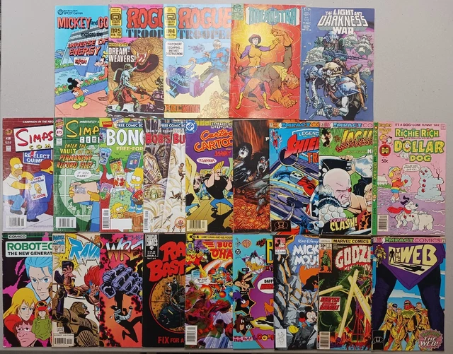 Comic Book Lot Of 22 Godzilla Simpsons Robotech Mickey Mouse Bucky O'Hare +More