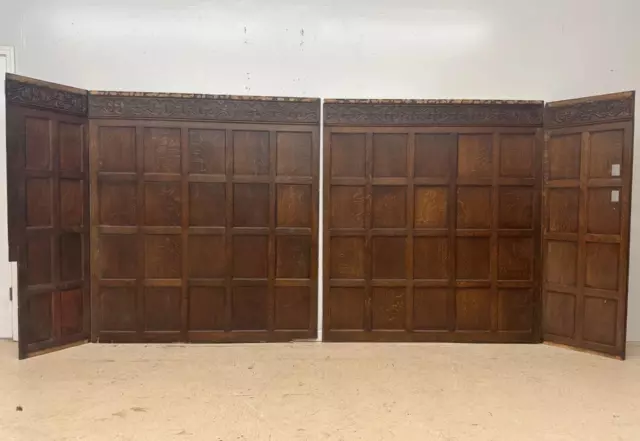 14 Feet of 6 Foot Tall Antique French Boiserie/Paneling in Solid Oak Wood