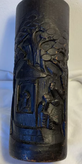 Chinese Wooden Carved Pot Tube Bamboo?