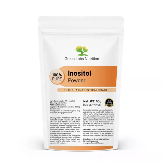 Inositol en polvo 50g 100 Porciones Myo Inositol Anti Estrés Salud General