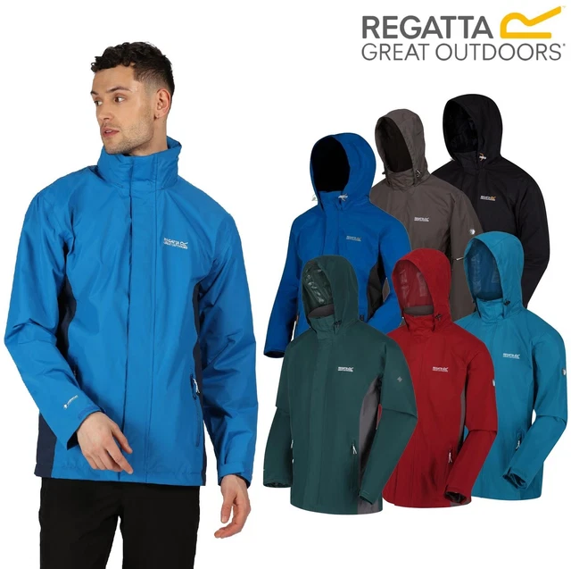 Regatta Mens Matt Windproof Waterproof Hooded Coat Full Zip Lined Rain Jacket