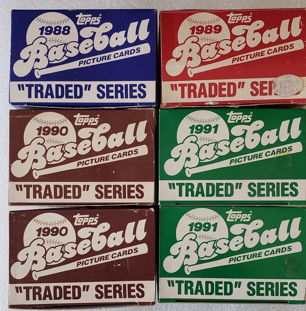 Lot of 6: 1988, 1989, 1990 x 2, 1991 x 2 Topps Baseball Traded Sets Complete
