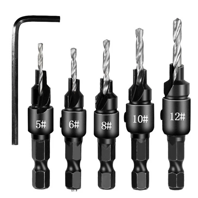 Noir Set Mèche Perceuse Conique Cône Bout Tige Hexagonale Haute Qualité 2019