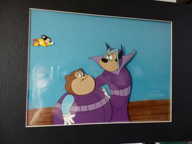 Mighty Mouse  Animation Cel On A Production Background-Matted & Ready To Frame!