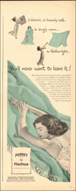 1940's Vintage ad for Purrey by Nashua retro Blanket Art Green   04/14/22
