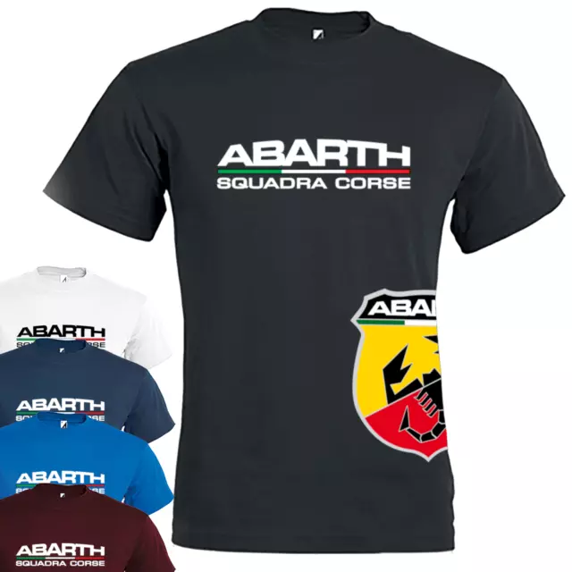 Tshirt Uomo in cotone Maglietta Abarth estiva a manica corta con stampa