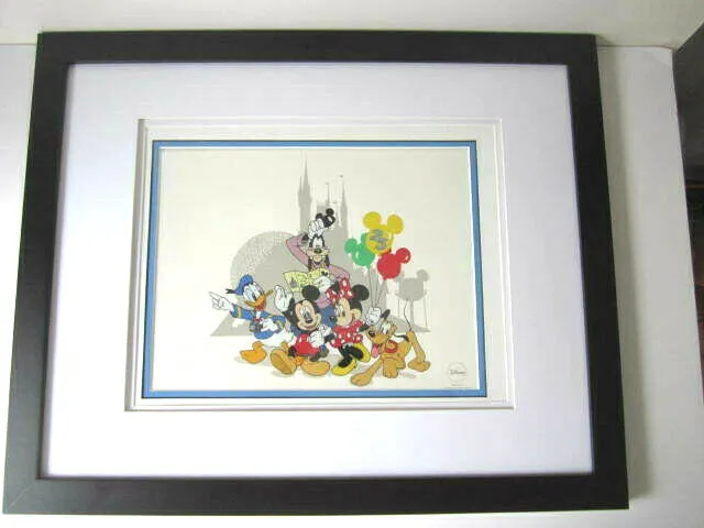 Disney Framed Sericel 1996 WDW 25th Anniversary Around the World With the Fab 5