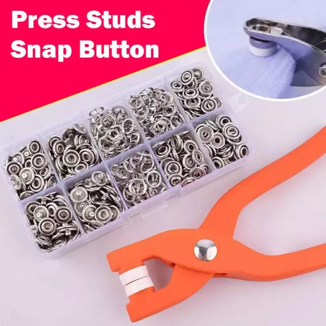 Metal Press Studs Snap Button Fastener With Plier Tool Kit Clothing DIY Buttons&