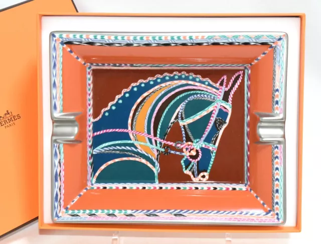 Hermes Robe du Soir Change tray porcelain Ashtray plate orange dress horse