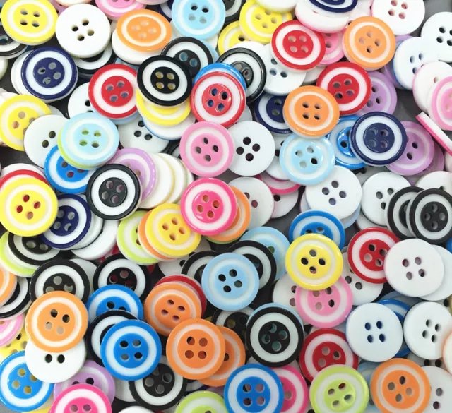 DIY 200 pcs Mixed color Round 4-Holes Resin Sewing Buttons Fit Sewing 12mm