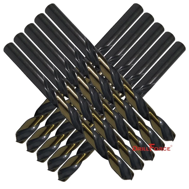 DRILLFORCE 10PCS 7/32" HSS M2 Black Gold TWIST ELECTRIC TOOLS METAL DRILL BITS