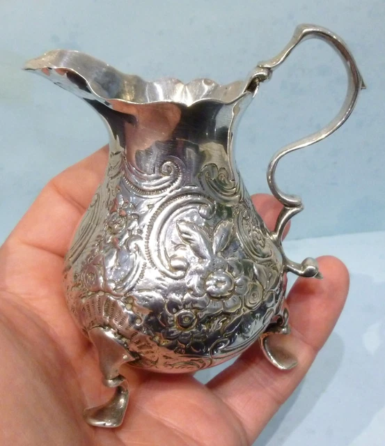 Mid 18th Century Solid Silver Rococo Milk Jug Creamer Bachelor Miniature 93g