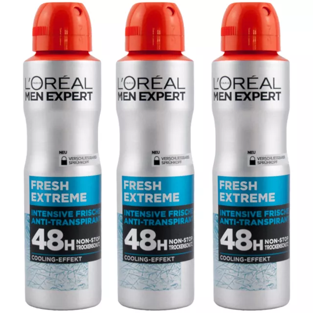 Loreal Desodorante Fresh Extreme 3 X 150ml 4in1 48h Anti Transpirant Spray