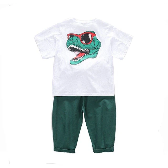 Dinosauro T-Shirt E Pantaloni Manica Corta Abito 2pcs Per da Bambini Set Vestiti