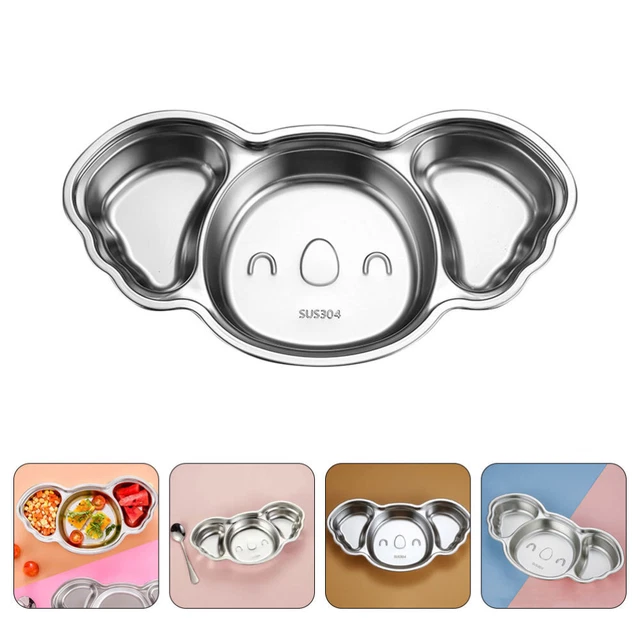 Assiette Compartimentée Enfant 19cm En Inox 304 - Bleu - Micro-ondes Et Lave-vaisselle Safe