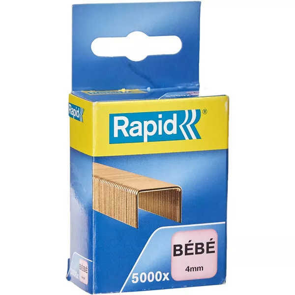 Boîte d'agrafes - Bébé - 4mm - Doré - 5000 agrafes - Rapid