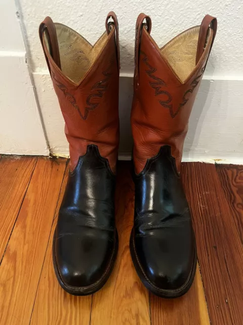 MEN'S 9.5 D Ariat Black Leather Cowboy Boots $50.00 - PicClick
