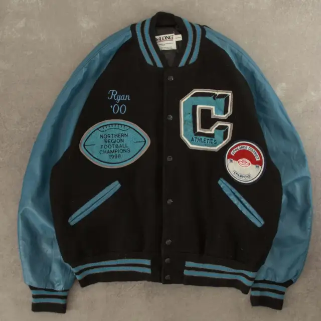 Vintage 90s Centreville Wildcats Wool Varsity Jacket XL Men's Blue