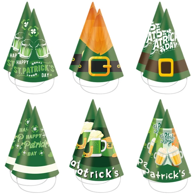 12 piezas Sombrero decorativo con tema del día de Patricio Fiesta Gorra de papel Tocados Fiesta G
