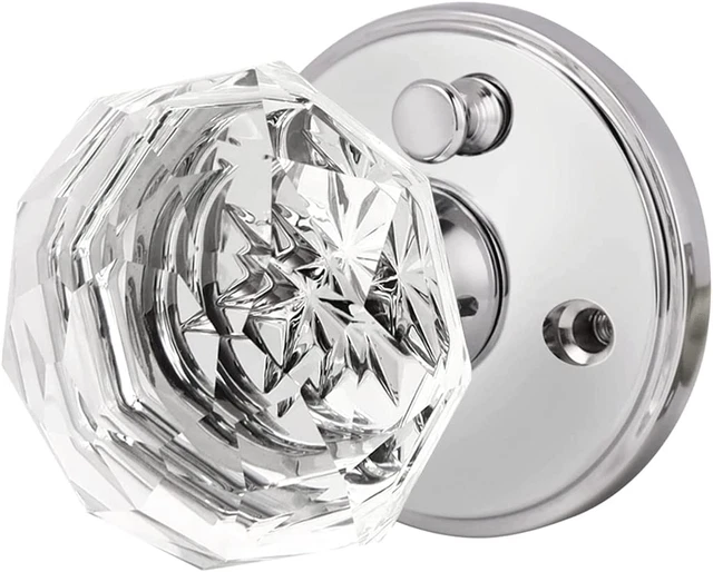 Privacy Door Knobs Polished Chrome Clear Glass Door Knob Interior Keyless Crysta