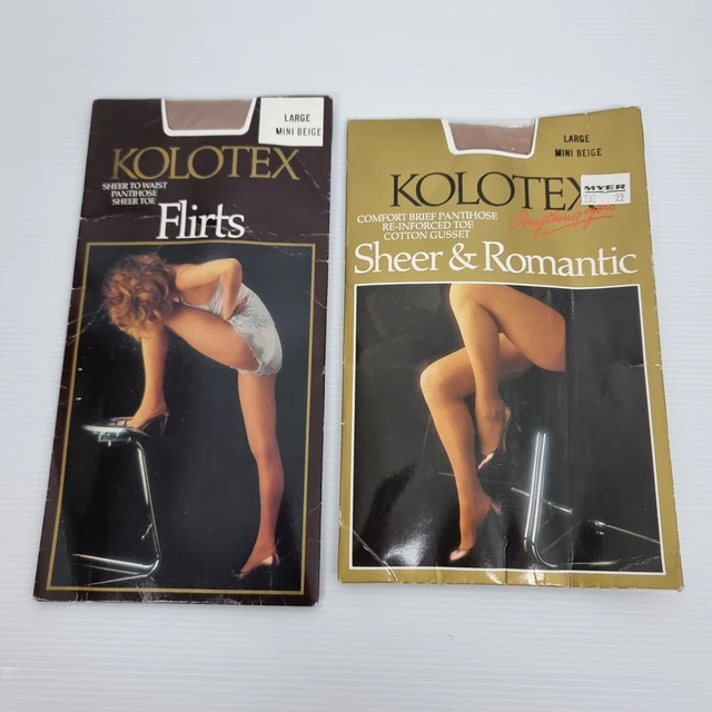 Vintage Pantyhose Tights x2 Kolotex Flirts Sheer & Romantic Large Mini Beige