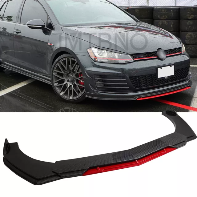For VW Golf MK5 MK6 MK7 GTI Carbon Fiber Front Bumper Red Lip Splitter Spoiler
