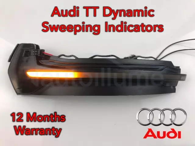 Audi TT TTRS Sweeping Dynamic LED Wing Door Mirror Indicator Light Lamp Smoked