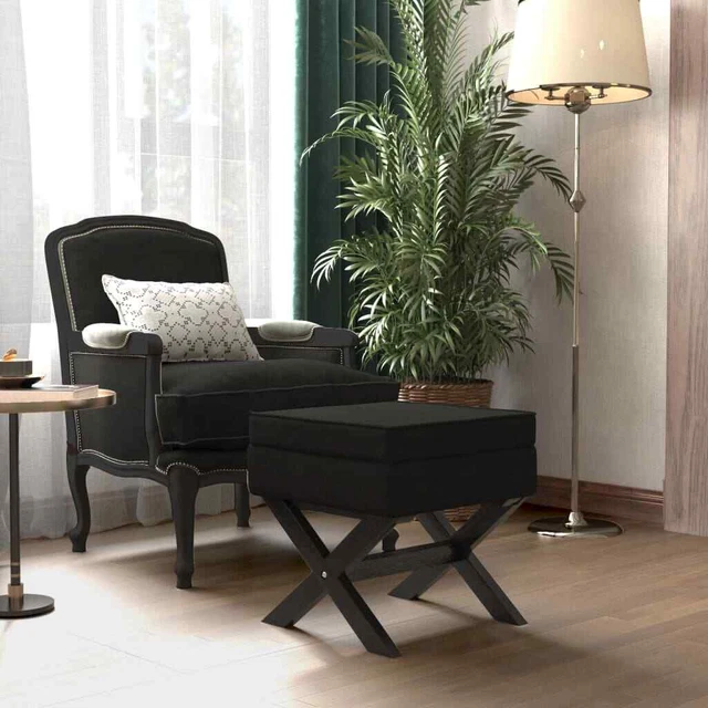 Vidaxl Sgabello Portaoggetti Nero 45x45x49 cm in Velluto