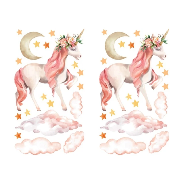 Stickers Muraux Licorne Arc-en-Ciel Enfant – Décor Amovible Pour Chambre Fille – Citation Inspirante – Vinyle Sans Résidu