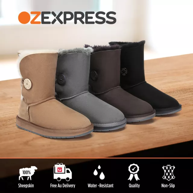 【SALE】AUSTRALIAN SHEPHERD®UGG Boots Sheepskin Short Button Water Resistant Boots