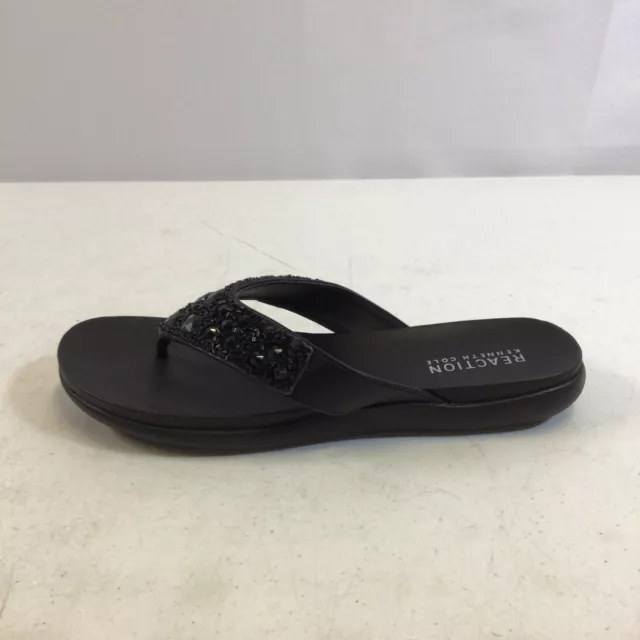 Kenneth Cole Reaction Glam-Athon Womens Black Thong Flip Flop Sandals Sz 7 Used 2
