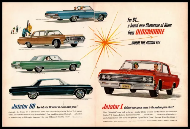 1963 Oldsmobile Jetstar 1 88 Holiday Sedan Celebrity Convertible 2-Page Print Ad