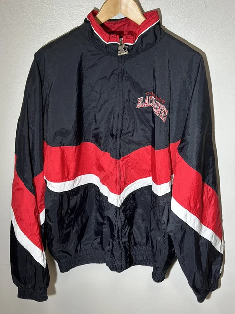 Vintage 90s Starter Chicago Blackhawks Pullover Puffer Hoody Jacket Small NHL