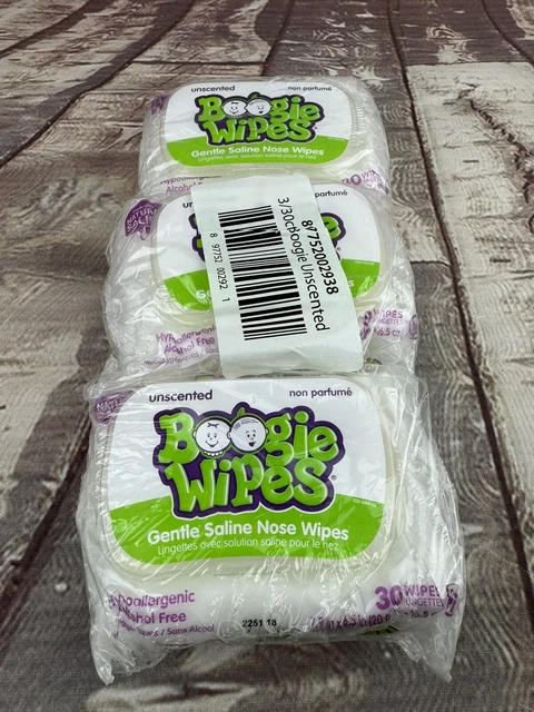 Eleeo Brands Boogie Wipes for Kids & Baby, Unscented, Alcohol-Free, 3-Pack, 30ct