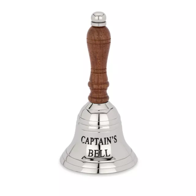 13 cm campana de mesa latón grabado en plata CAPTAIN'S BELL campana de mano campana de servicio