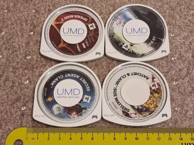 LOT 4 SONY PLAYSTATION PSP UMD GAME Ratchet Clank Secret Agent Size Spiderman 2