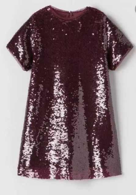 Zara Kids Girls wine colored Sequin Party Dress size 13/14 