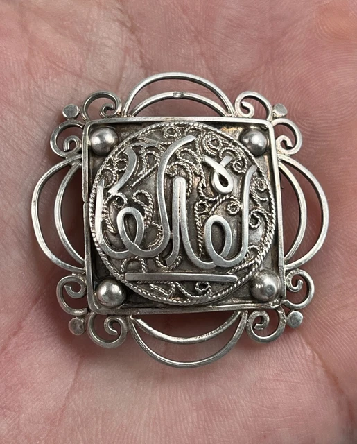 Ancienne Broche Epingle de Voile en Argent Massif Bijou Afrique du Nord