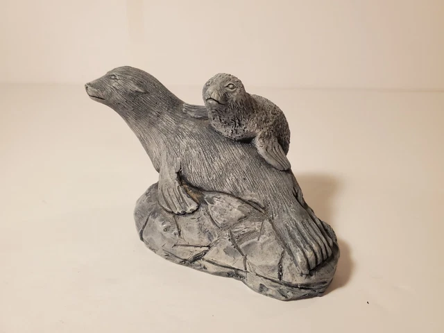 Seal Figurine Handcrafted Stone Glacial Ice Age Sculptures A.c.e. Alaska